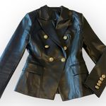 None Faux Leather double breasted fitted blazer jacket, size XS/S, NWOT Photo 1