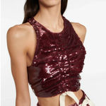 Ganni Sequined Ruched Crop Top in Port Royale Size 32 Photo 0