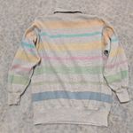 Vintage Tomboy Pastel Striped Collared Sweatshirt 80s 90s Unisex Cozy Retro Rare Pink Size M Photo 5