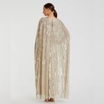 Mac Duggal NWT 93869 Gold Embellished Beaded Column Cape Gown 14 Photo 7