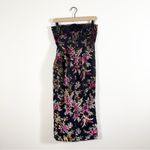 NWT Showpo Jessell Midi Dress High Split Strapless Floral Burnout Size 6 Black Photo 4