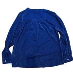 Soft Surroundings  Women's Royal Blue Velvet‎ Pixel Long Sleeve Blouse XL Photo 4