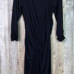 INC International Concepts Medium Asymmetrical Smocked MIDI Crewneck Black Dress Photo 0