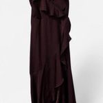 EXPRESS deep purple eggplant hi-lo wrap maxi dress with ruffle details and adjustable straps — Size XS Photo 2