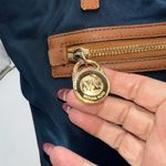 Michael Kors  Navy Nylon Leather Trim Tote Bag Gold Logo Lock Charm Photo 5