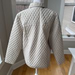 Vintage Nordic Lights Light Khaki Ivory Gingham Quilted Chore Jacket Coat Medium White Photo 2