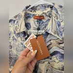 Altuzarra Kiera Short Sleeve Midi Silk Shirtdress Blue Size L Photo 5