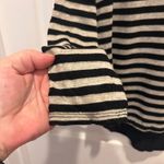 Fossil  Black Beige Striped Long Sleeve Top V Neck Casual Blouse Medium Silk Wool Photo 1