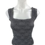 Free People  Love Letter Black floral Knit Sleeveless Cami Crop Tank Top Sz XS/S Photo 0