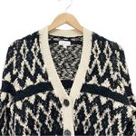 Lucky Brand  Diamond Fair Isle Long Boho Cardigan Black & Cream Womens Size Small Photo 6