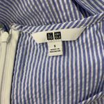 Uniqlo Sleeveless Belted Swing Dress S Blue White Striped Pockets Back Zip Photo 5
