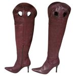 Donald Pliner Couture Wine Metallic Leather Boot Shoe New Over The Knee $695 NWT Size 5.5 Photo 0