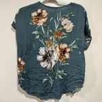 Bohme New  Pink & Sophie Teal Light Weight Floral V-neck Woven Top Photo 5