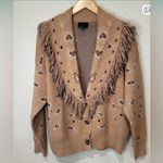 Lumiere Wild Out Bandana Fringe Cardigan. Tan Size L Photo 3