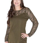 Simply Noelle  Olive Lace Cut Out Top | XS Photo 0