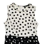 ZARA Dress Black White Ivory Contrast Polka Dots Sleeveless Pleated Midi Small Photo 8