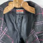 Vintage Black Purple Plaid Wool Coat Medium Photo 2