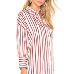 ANINE BING Mia Silk Striped Buttoned Cuffs Blouse Photo 3