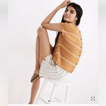 Madewell  Mustard striped Boatneck Button Back 100% cotton sweater size small Photo 10