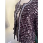 Hale Bob Black Pink Tweedy Woven Collarless Blazer Photo 4