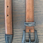 Anthropologie Vintage Tan Leather Belt Western Silver Buckle Size Large Photo 0