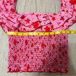 Likely  Athena Pink and Red Floral Ruffle Smocked Top / Blouse Photo 4