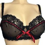 Jezebel sexy Black Lace Bra with Red Accents 38B Size undefined Photo 0