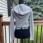 Tommy Hilfiger Tommy Jeans Small Cotton Logo Graphic Cropped Hooded Sweater Gray Photo 2