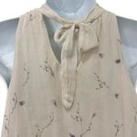 Via Signoria Cream Floral Purple Green Flowers Silk Sleeveless Halter Top size M Size M Photo 7