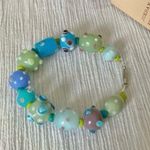 Handmade Pastel Glass Bead Bracelet “Velma”  Bumpy Easter Green Blue Purple Soft Photo 2