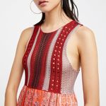 Free People  • Katie’s Crochet Top Mini Dress boho bandana print red orange flare Photo 6