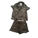 BHLDN  Juniper Scalloped Satin Pajama Set‎ Black Small Photo 1