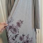 Leebe 2X Gray Long Cardigan with Floral Design Photo 2