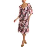 Sachin + Babi Jamie Blurred Floral Chiffon Midi Dress Purple Womens Size 6 Photo 1