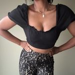 House of Harlow Black Puff Sleeve Top Size Medium Photo 0