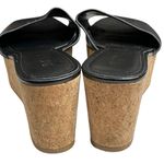 DKNY Platform Wedge Sandal Womens 8.5 Black Logo Cork Like Slip On Retro Chic Photo 8