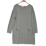 J.Jill Gray Striped Sweater Tunic Dress Pockets Long Sleeve Sz L Oversized Photo 1