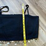 Jason Wu  Linen blend Beaded Fringe Shell Crop Top Black Size 10 NWT Fun Lined Photo 13