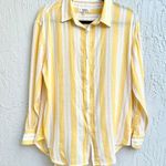 Lemlem By Liya Kebede Long Sleeve Striped Button Down Shirt Yellow Womens Medium Photo 0