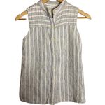 Billy Reid Linen Blend Stripe Button Up Sleeveless Tank Top Photo 0