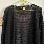 I.E. Vintage Womens Black Crochet Long Sleeve Button Front Cardigan Size Medium Photo 1
