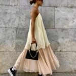 ZARA  NWT plisse double layered tiered silver Metallic thread pleated flowy dress Photo 5