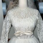 Darling Vintage 1950s Wedding Dress With Lace Jacket! White Size 8 Photo 3