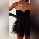 For Love & Lemons $259 Jourdan Black Mini Strapless Dress Gloves Goth Punk Sheer Photo 1