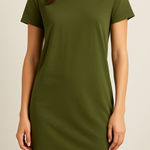Old Navy Dark Green Mini T-Shirt Dress Photo 0