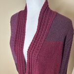 Urban Outfitters Ecote Patchwork Maroon Open Drap Cardigan Sweater Size Medium Photo 6