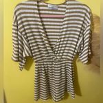 Urban Outfitters Tan and White Ribbed Top Photo 0