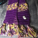 Isotoner ISOTONOR Violet Mlt-Clr Stripes Pom-Pom SCARF NWT Photo 5