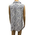 Dana Buchman Sleeveless Button Up Paisley Print Blue White Pocket Shirt Size XL Photo 2