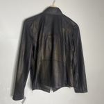 Clara Sunwoo Metallic Liquid Leather Biker Jacket Medium Women Copper Textured Black Photo 2